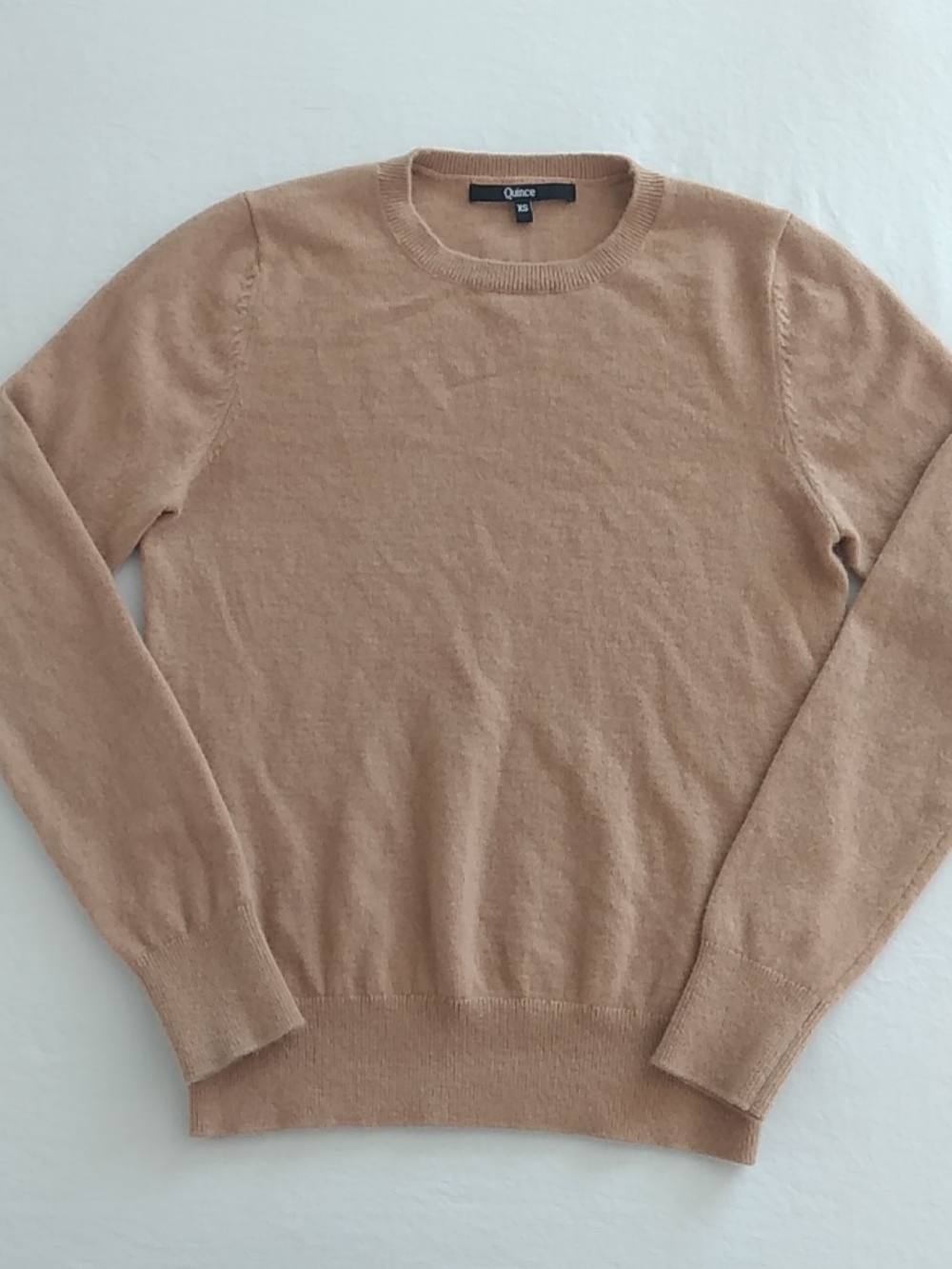 Quince Women's 100% Cashmere Crewneck Sweater in Camel Beige